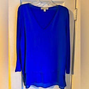 Michael Kors mixed media blue tunic